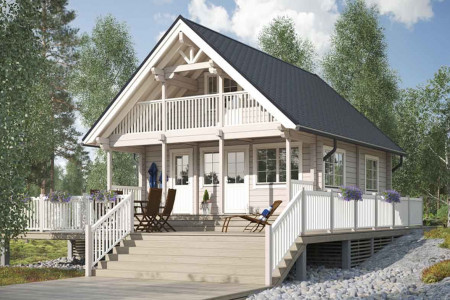 Дом с мансардой из двойного бруса, 9.7х7.3 м, 105 кв.м 