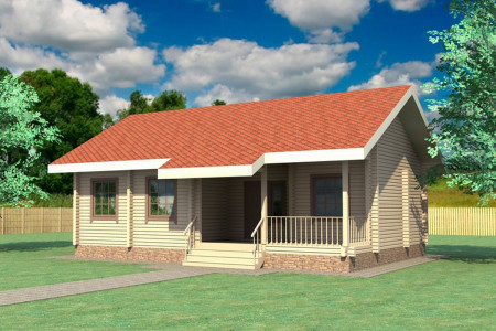 Одноэтажный дом из профибруса для постоянного проживания, 2 спальни, 84 м²