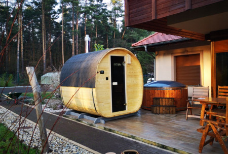 Мини-сауна бочка 2,4х2,15 м, одна секция