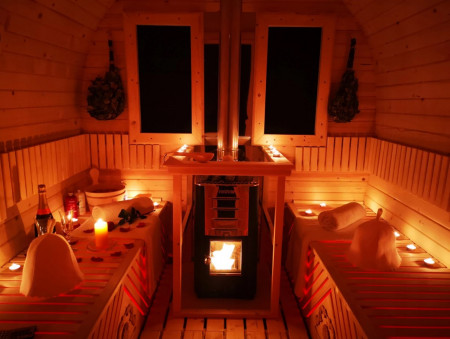 Мини-сауна бочка 2,4х2,15 м, одна секция
