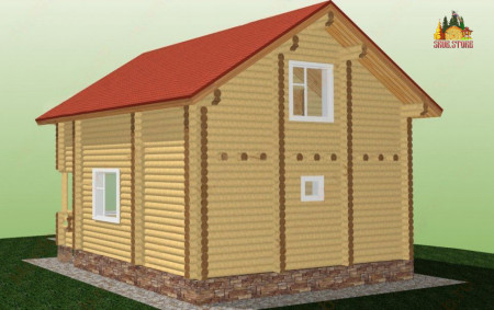 Сруб двухэтажного дома с террасой 94 м2