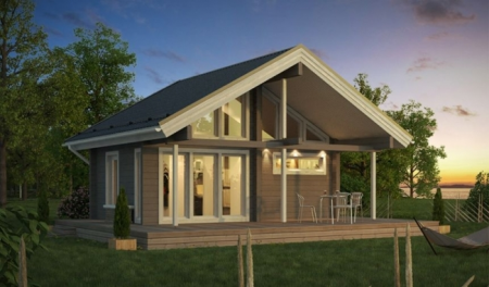 Баня из бруса 4,4x7,2 м (40 кв.м) с мансардой