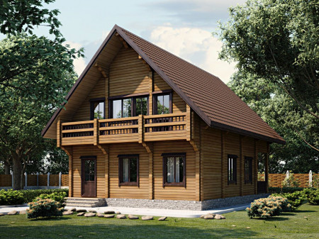 Дом с мансардой из двойного бруса, 12.3х9 м, 180 кв.м 