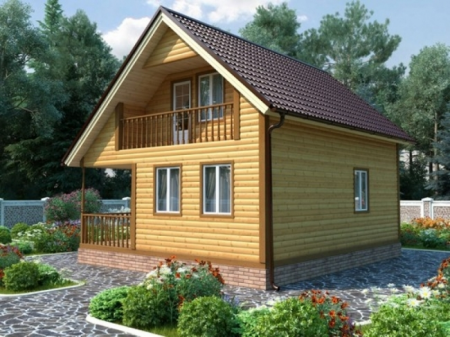 Баня из бруса 7x8 м (78 кв.м) с мансардой