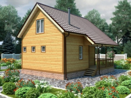 Баня из бруса 7x8 м (78 кв.м) с мансардой