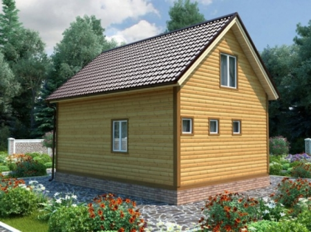 Баня из бруса 7x8 м (78 кв.м) с мансардой