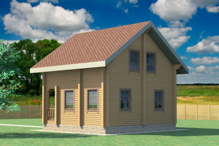 Небольшой гостевой домик с мансардой, 2 спальни, 81 м²