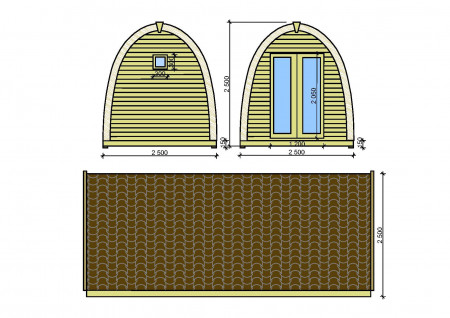Баня-викинг с террасой 6х2,4 м 3 секции