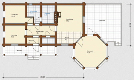 Сруб дома 94,5 м2