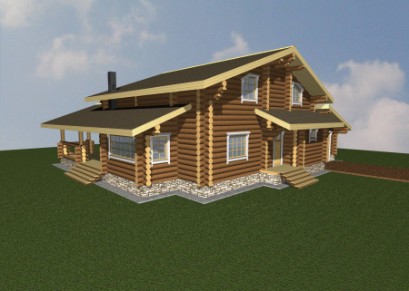 Сруб двухэтажного дома, 17 на 15 м, 278 м2, с гаражом 