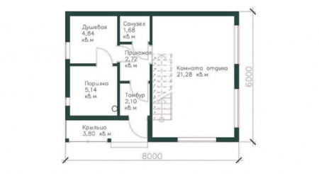 Двухэтажная каркасная баня 6х8 м, 67 м2