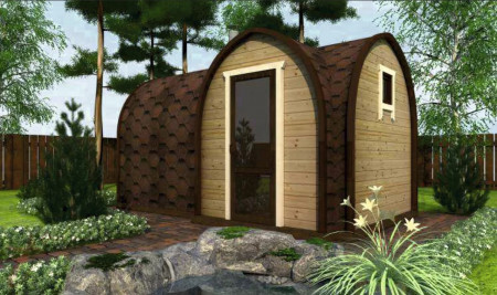 Баня-викинг 5х2,35 м со смещенным входом 2 секции