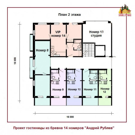 Сруб гостиницы 220 кв.м (14 номеров)