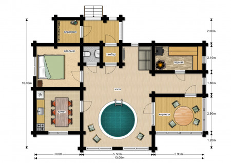 Сруб одноэтажного дома 105 м2