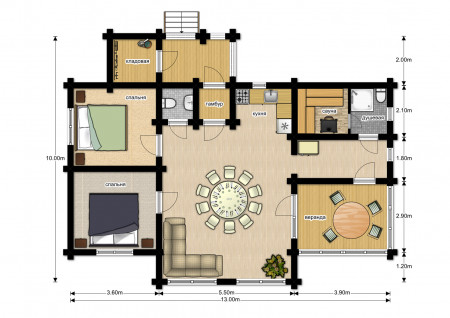 Сруб одноэтажного дома 105 м2