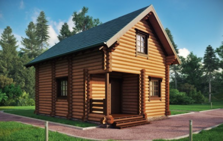 Дом с мансардой из бревна 5,7х7,5 м (83 кв.м)