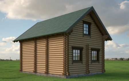 Дом с мансардой из бревна 5,7х7,5 м (83 кв.м)