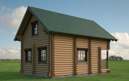 Дом с мансардой из бревна 5,7х7,5 м (83 кв.м)