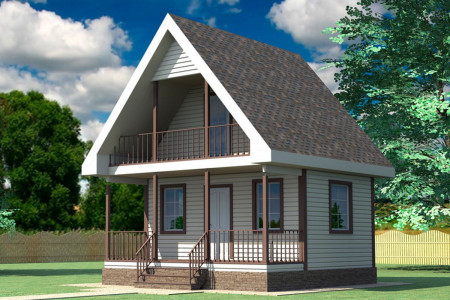 Компактный летний домик из профибруса с мансардой и открытой лоджией, 1 спальня, 55 м²