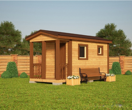 Мобильная баня с крыльцом 5х2,3 м