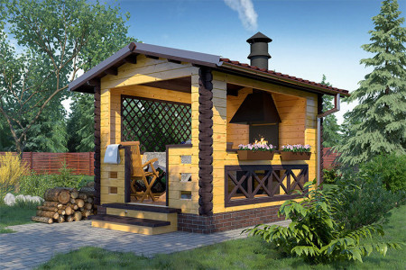 Беседка садовая из минибруса 3х3 м, 7.4 кв. м