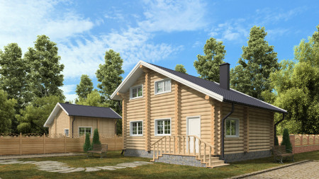 Сруб дома с мансардой 108 м2
