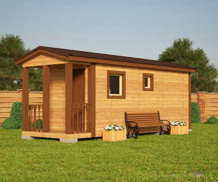 Мобильная баня с крыльцом 7х2,3 м