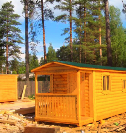 Мобильная баня с крыльцом 7х2,3 м