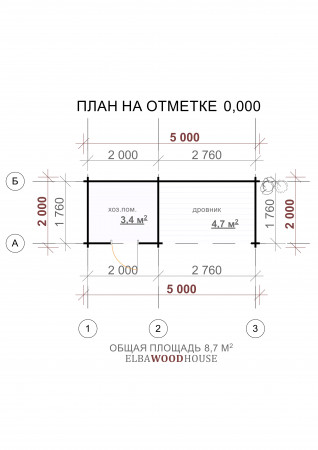 Садовый домик (хозблок) для дачи, 5х2 м, 8.1 кв. м 