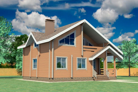 Дом из профибруса с мансардой, террасой, лоджией и вторым светом, 4 спальни, 143 м²