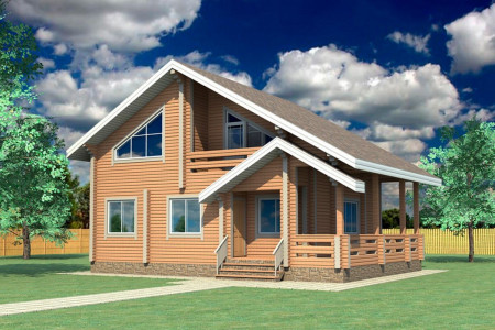 Дом из профибруса с мансардой, террасой, лоджией и вторым светом, 4 спальни, 143 м²