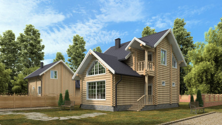 Сруб дома с мансардой, 10 на 7.8 м, 115,3 м2