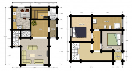 Сруб дома с мансардой, 10 на 7.8 м, 115,3 м2