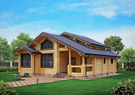 Сруб дома с мансардой, 11.8 на 11.5 м, 139,62 м2