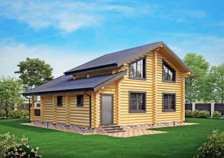 Сруб дома с мансардой, 11.8 на 11.5 м, 139,62 м2