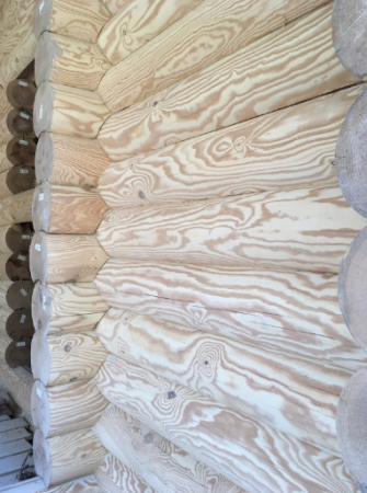 Браширование дома или сруба из оцилиндрованного бревна