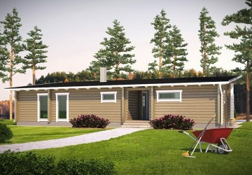 Садовый домик с верандой, 15.5х6.5 м, 71.5 кв. м, с террасой 