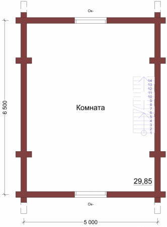 Баня из рубленного бревна 6,5х8 м, 54 м. кв с мансардой