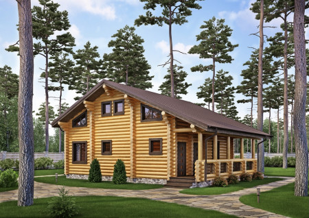 Сруб дома в стиле шале 136,83 м2