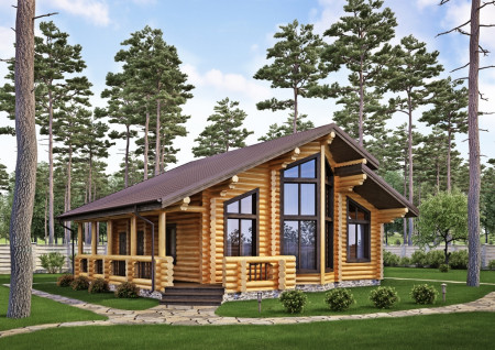 Сруб дома в стиле шале 136,83 м2