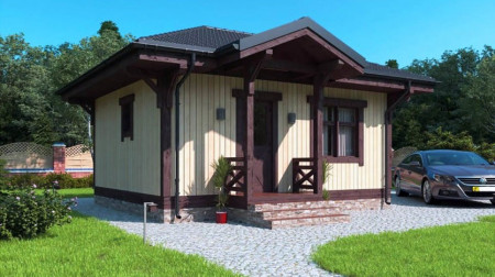 Одноэтажная каркасная баня 6,5х5,5 м, 34 м²